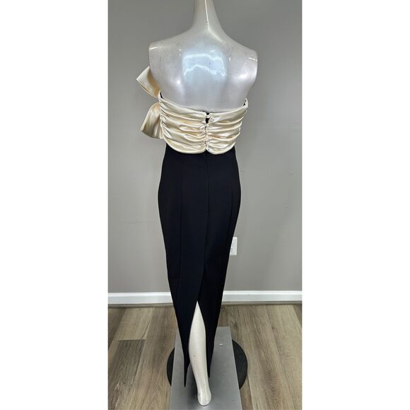 Ronny Kobo Kane Satin Bow Column Cocktail Dress Medium $698 - Picture 8 of 11